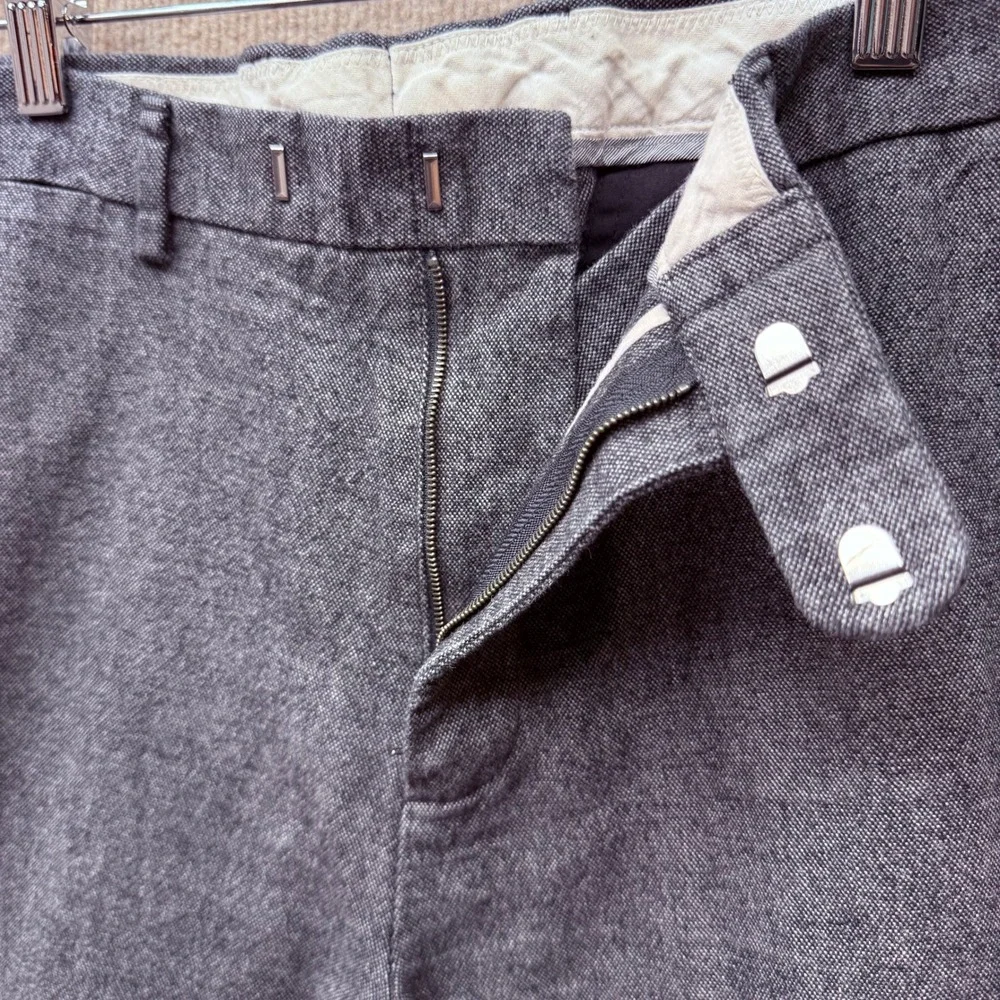 J.Crew Bowery Slim Dress Pants Mens 37x31 Gray Heather Flat Front Trousers